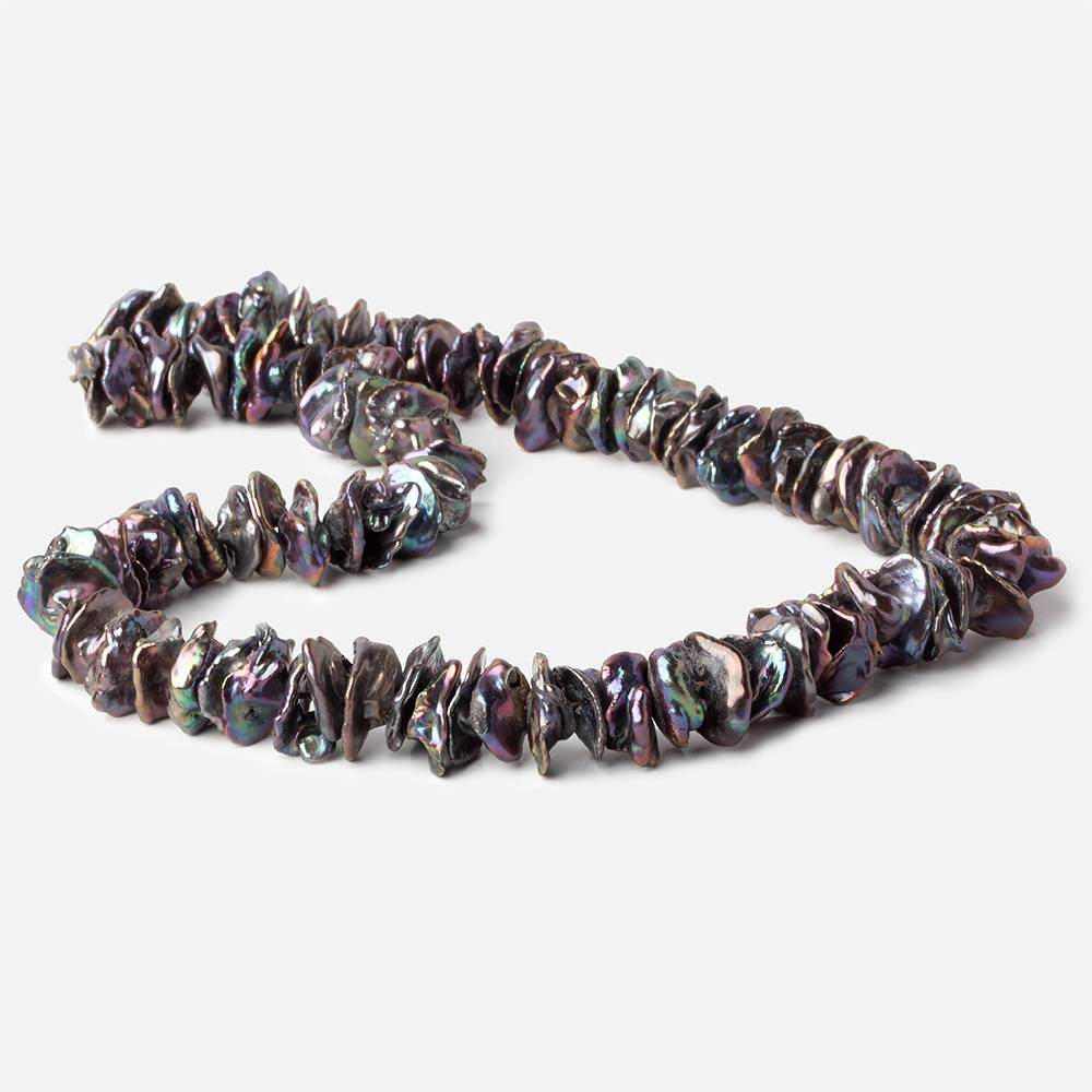 13x10-14x11mm Peacock Center Drilled Keshi Freshwater Pearls 17 inch 101 pcs - Beadsofcambay.com