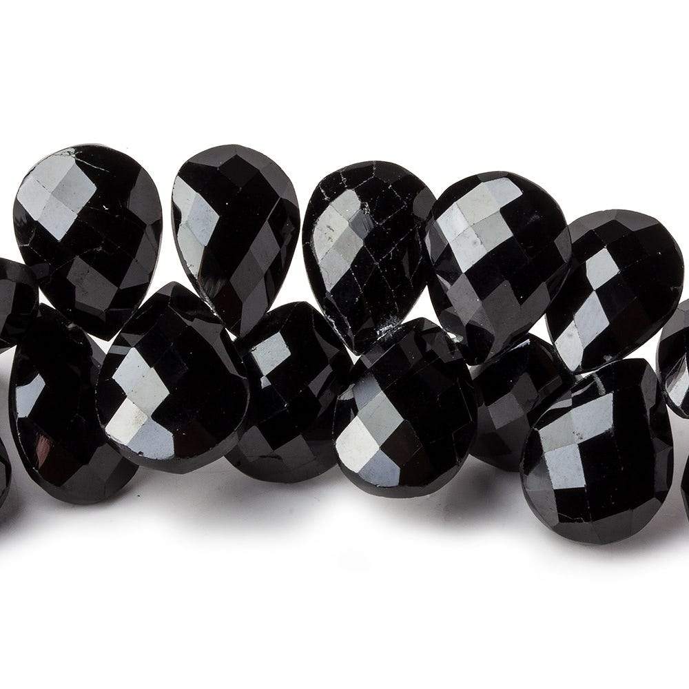 13x10-15x11mm Black Spinel faceted pears 7 inch 41 beads - Beadsofcambay.com