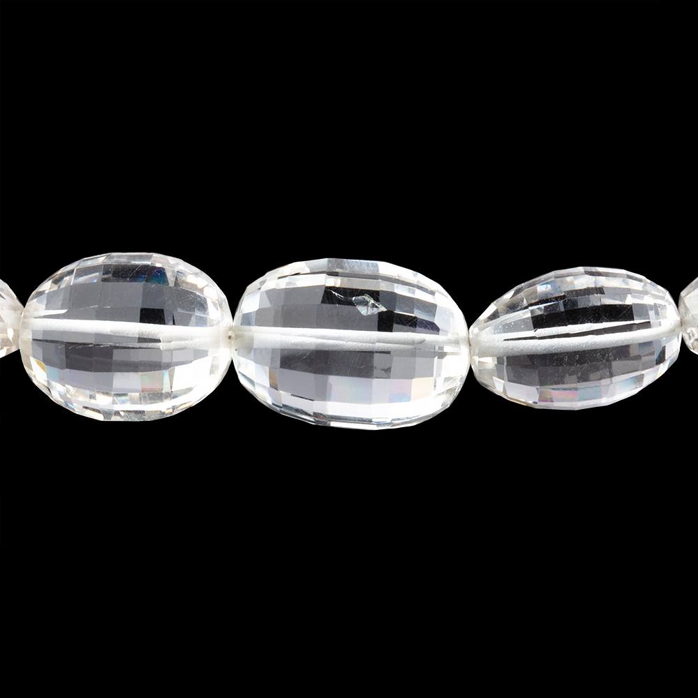 13x10-17x12mm Crystal Quartz Checkerboard Faceted Oval Beads 16 inch 27 pieces AA - Beadsofcambay.com