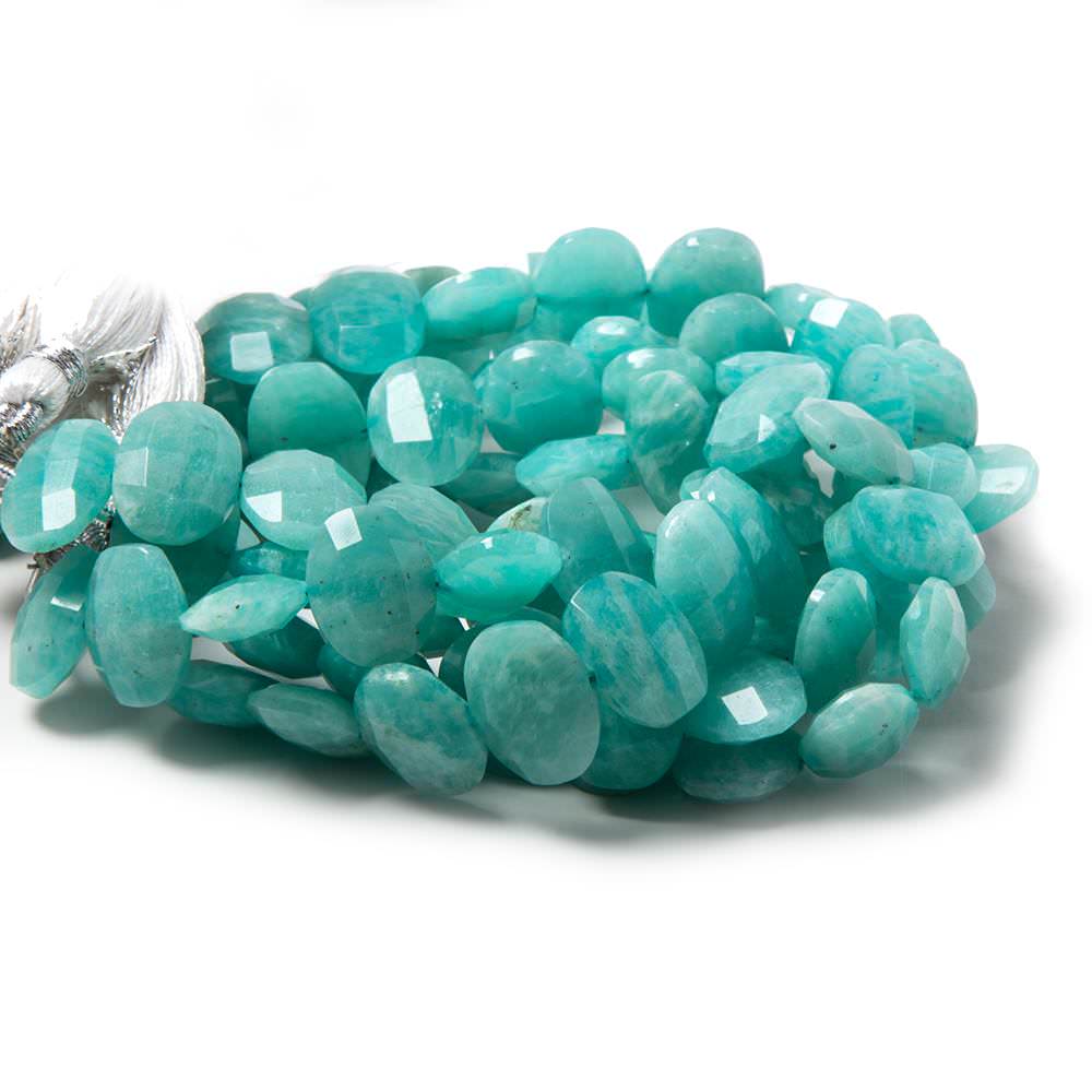 13x10mm Amazonite side drilled Faceted Cushion Beads 7 inch 18 pieces - Beadsofcambay.com