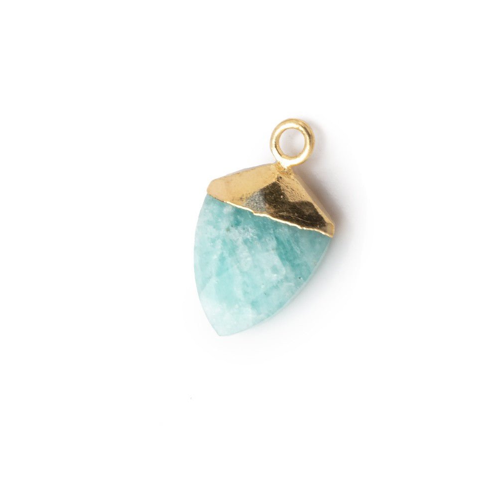 13x10mm Gold Leafed Amazonite Faceted Shield Focal Pendant 1 piece - Beadsofcambay.com
