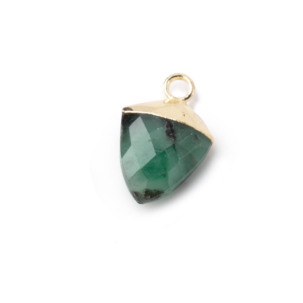 13x10mm Gold Leafed Emerald Faceted Shield Focal Pendant 1 piece - Beadsofcambay.com