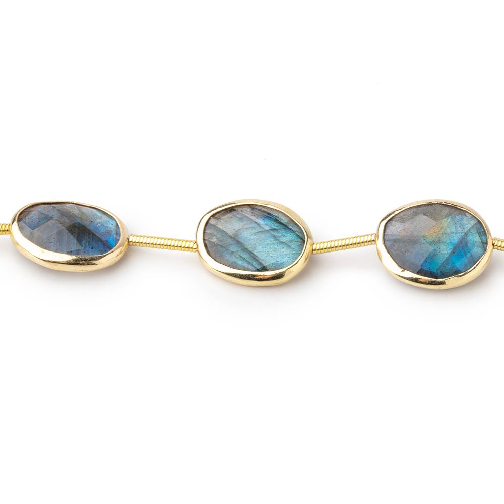 13x10mm Vermeil Bezel Labradorite Faceted Nugget Beads 7.5 inch 10 pieces - Beadsofcambay.com