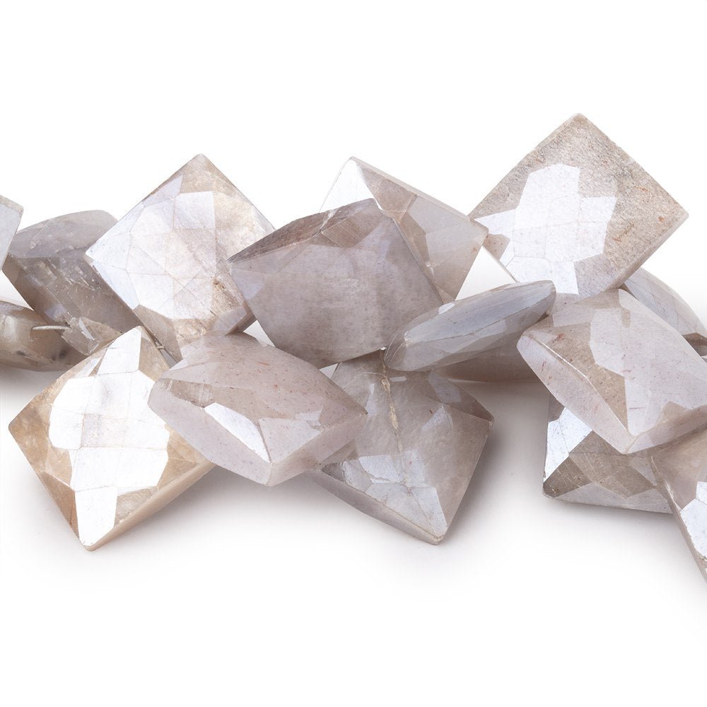 13x13-16x16mm Mystic Cream Moonstone Corner Drilled Faceted Squares 8 inch 35 beads - Beadsofcambay.com