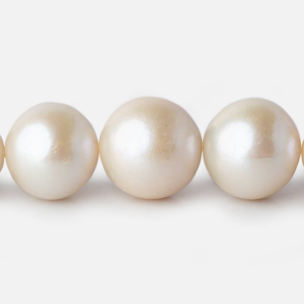 13x13-16x16mm Off White Near Round Freshwater Pearl 17 inch 31 pieces AA - Beadsofcambay.com