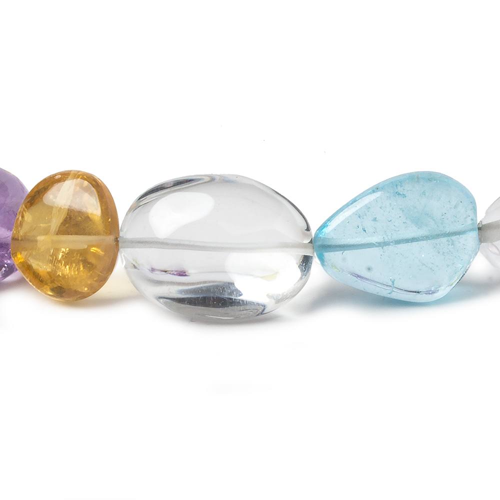 13x13-29x13mm Multi-Gemstone plain nugget beads 16 inch 21 pieces A - Beadsofcambay.com