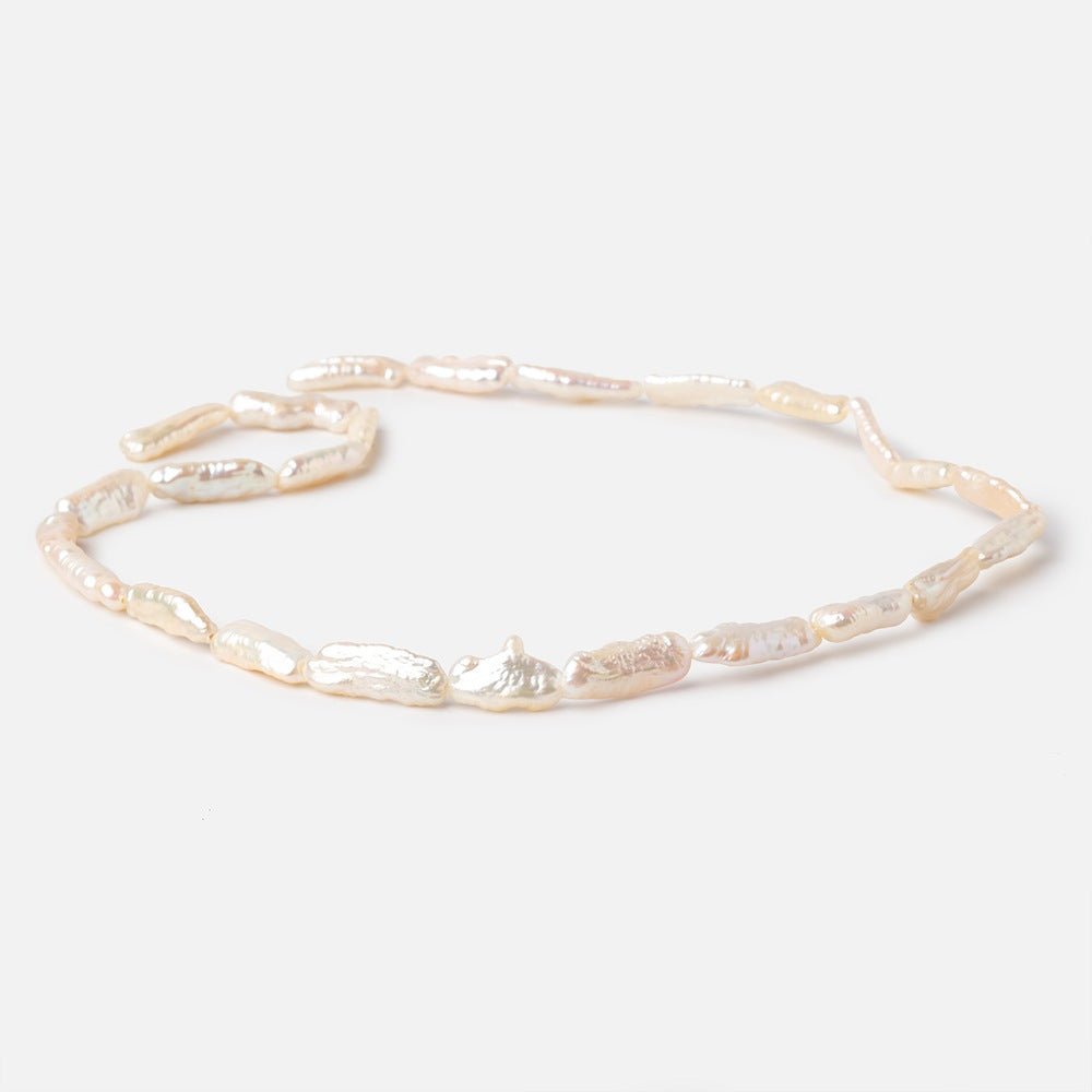 13x6-17x7mm Peach Straight Drill Biwa Freshwater Pearls 15.5 inch 22 Beads - Beadsofcambay.com