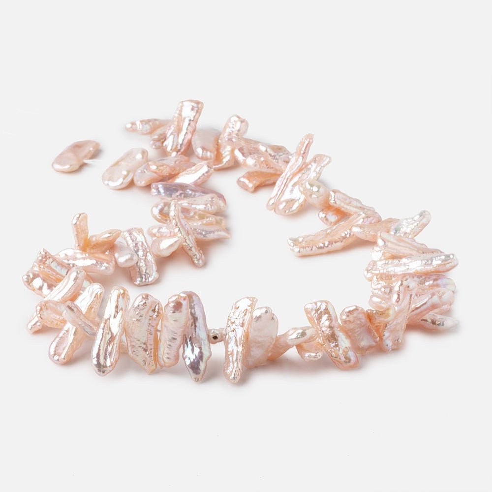 13x6-19x6mm Peach Biwa Freshwater Pearls 15.5 inch 60 beads AA - Beadsofcambay.com