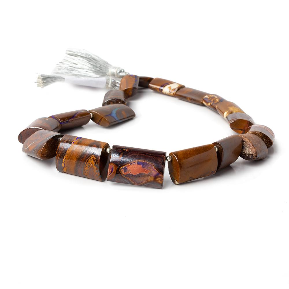 13x8.5-22x14.5mm Australian Boulder Opal plain oval tube beads 13.5 inch 17 pieces AA view 1