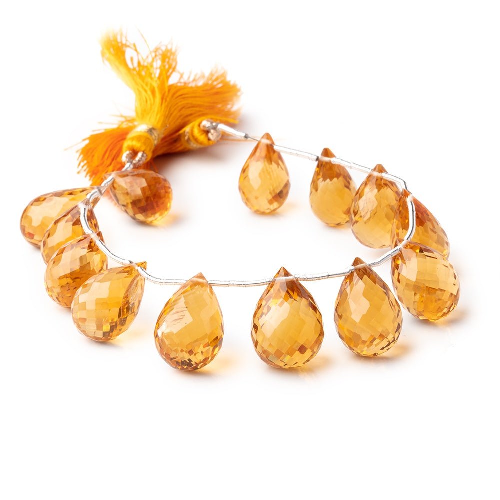 13x9-16x11mm Madeira Citrine Faceted Tear Drop Beads 7 inch 13 pieces AAA - Beadsofcambay.com