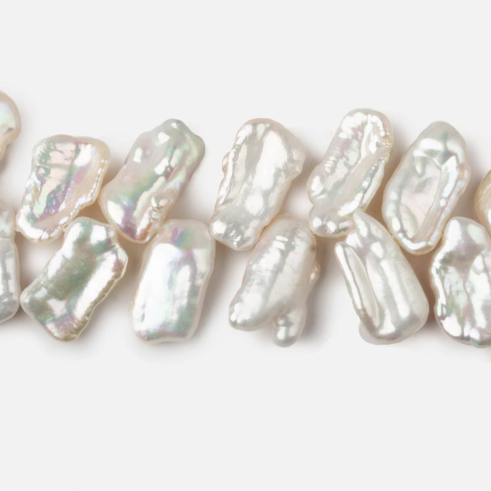 13x9-17x10mm White Top Drilled Biwa Freshwater Pearls 16 inch 69 pieces AAA - Beadsofcambay.com