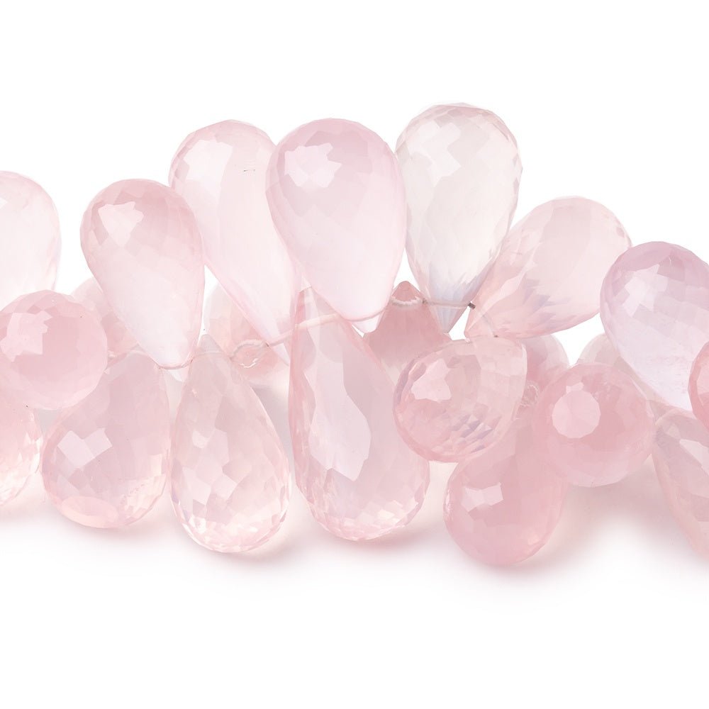 13x9-21x11mm Rose Quartz Faceted Tear Drop Beads 8 inch 54 pieces - Beadsofcambay.com
