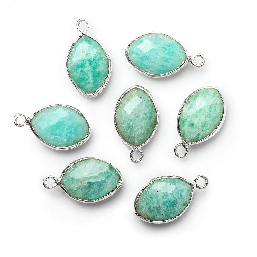 13x9mm Silver Bezel Amazonite Marquise Pendant 1 piece - Beadsofcambay.com