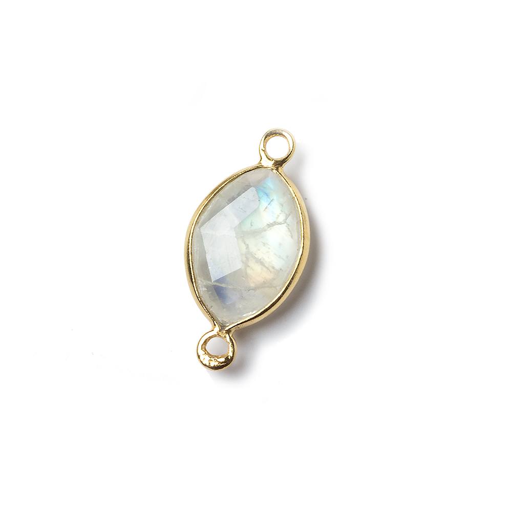 13x9mm Vermeil Bezel Rainbow Moonstone faceted marquise Petite Connector 1 piece - Beadsofcambay.com