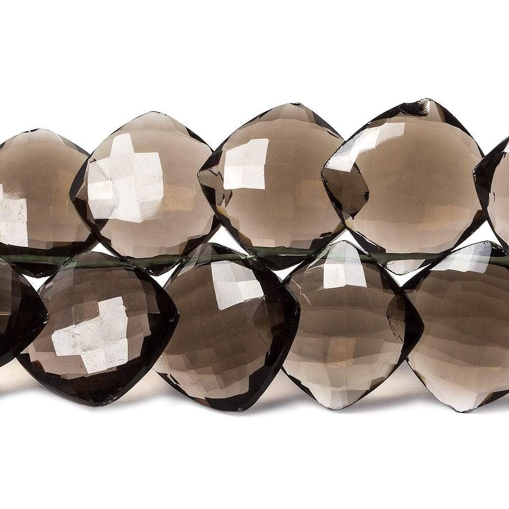 14-15mm Smoky Brown Quartz faceted pillow beads 7 inch 20 pieces - Beadsofcambay.com