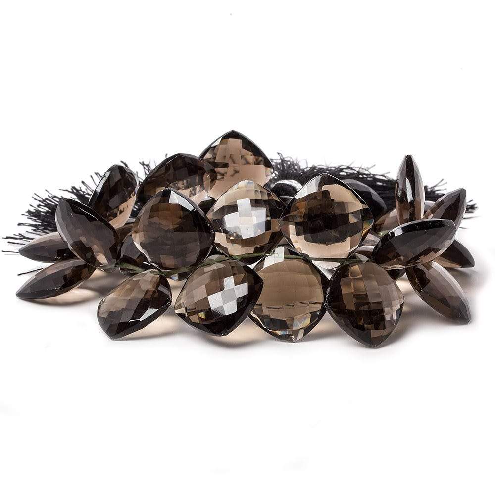 14-15mm Smoky Brown Quartz faceted pillow beads 7 inch 20 pieces - Beadsofcambay.com