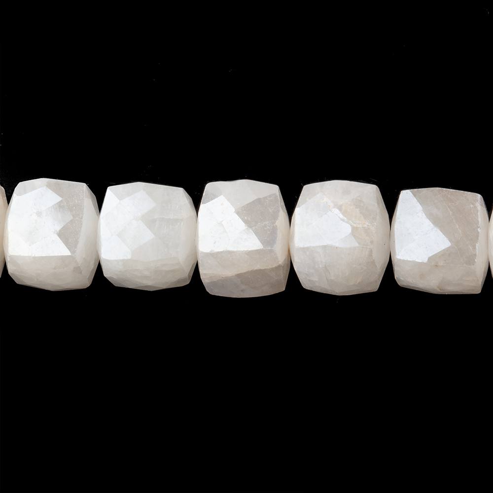 Beadsofcambay 8x8mm Silverite Sapphire faceted Cube beads 8 inch 26 pcs A View 1