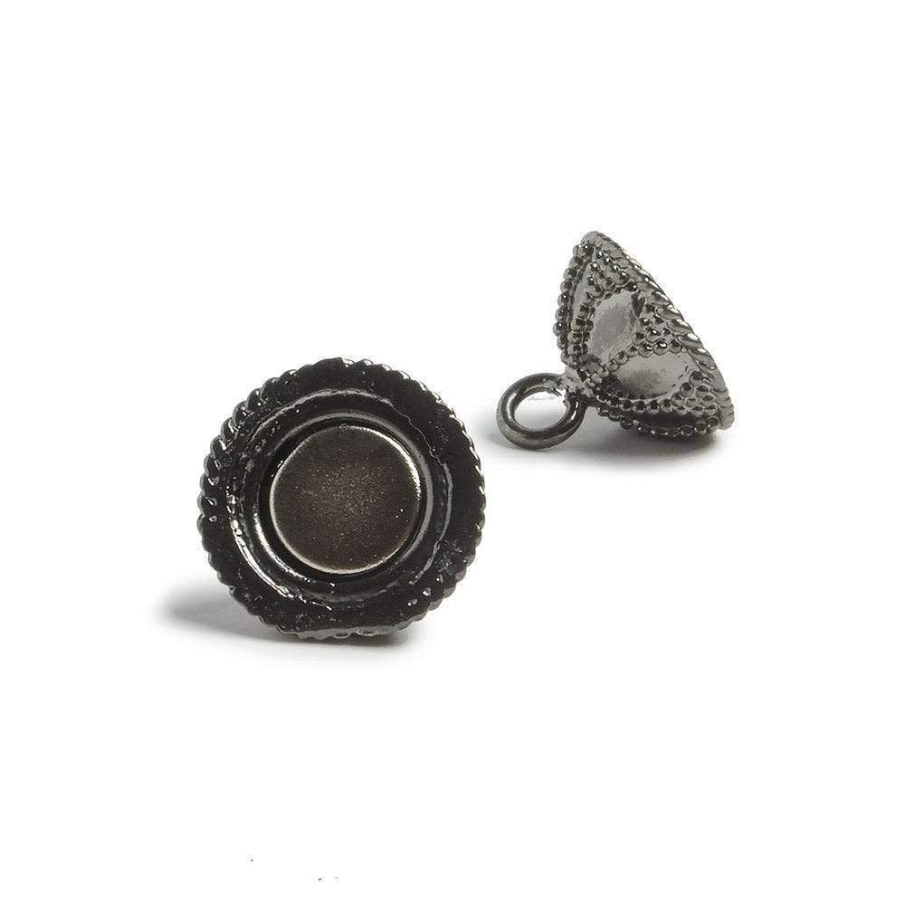 14mm Black Gold plated Magnetic Clasp Miligrain Floral Design 1 piece - Beadsofcambay.com