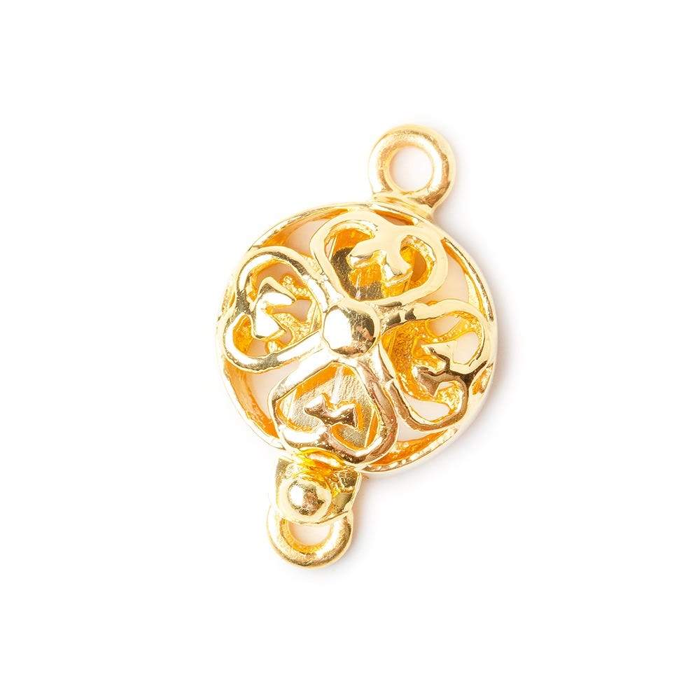 14mm Vermeil Box Clasp with 4 Leaf Clover Design 1 finding - Beadsofcambay.com