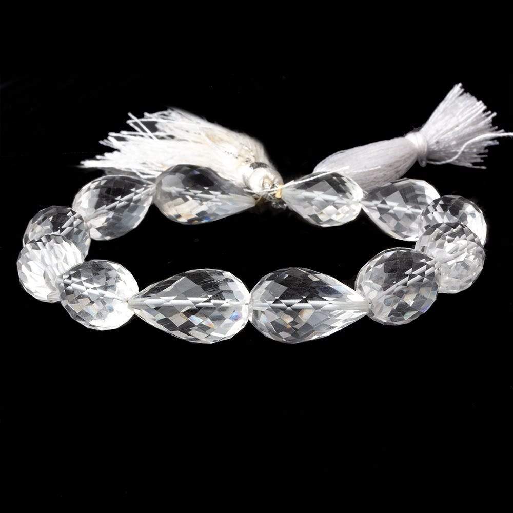 12x9-15x10mm Crystal Quartz Faceted Tear Drop Beads 8 inch 12 pieces - Beadsofcambay.com