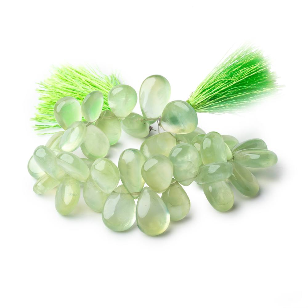 14x10-21x13mm Prehnite Plain Pear Beads 8 inch 36 pieces - Beadsofcambay.com
