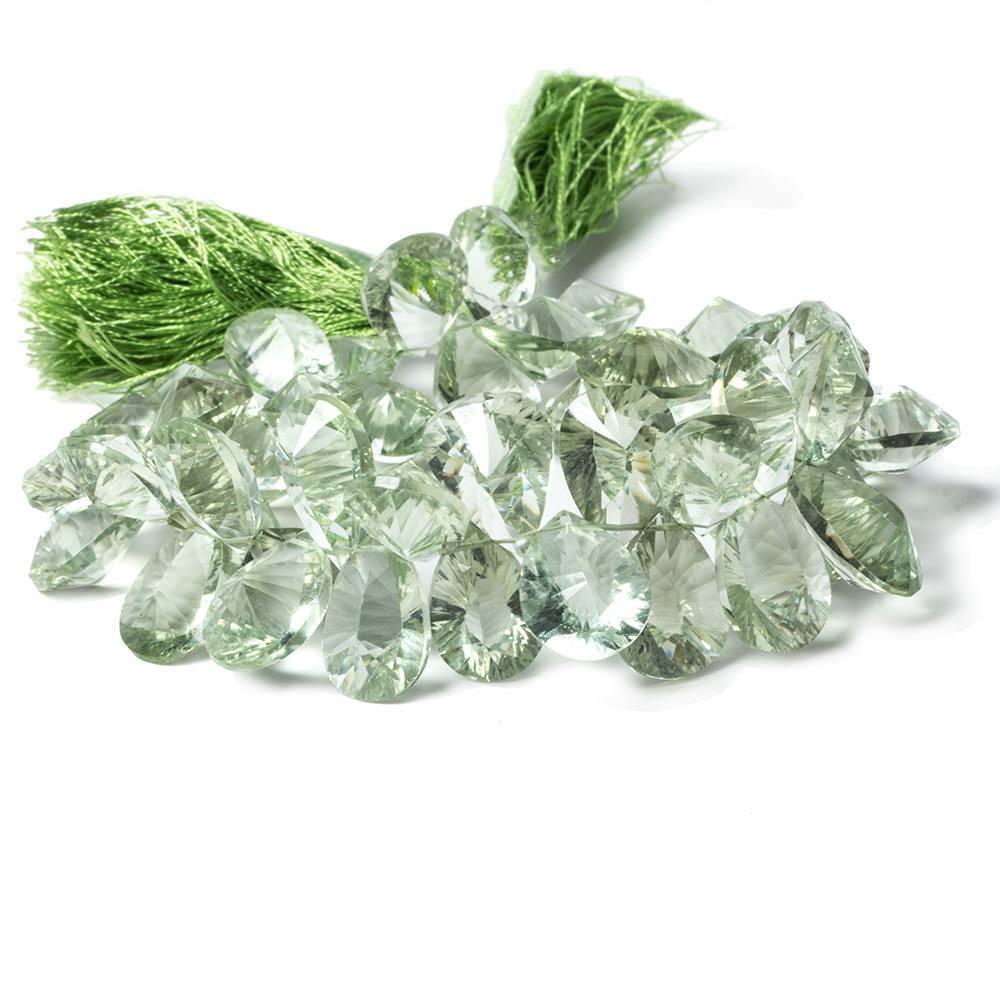 14x10x9mm-18x11x9mm Prasiolite Beads Pear Briolette with Pavilion Facets 45 pieces - Beadsofcambay.com