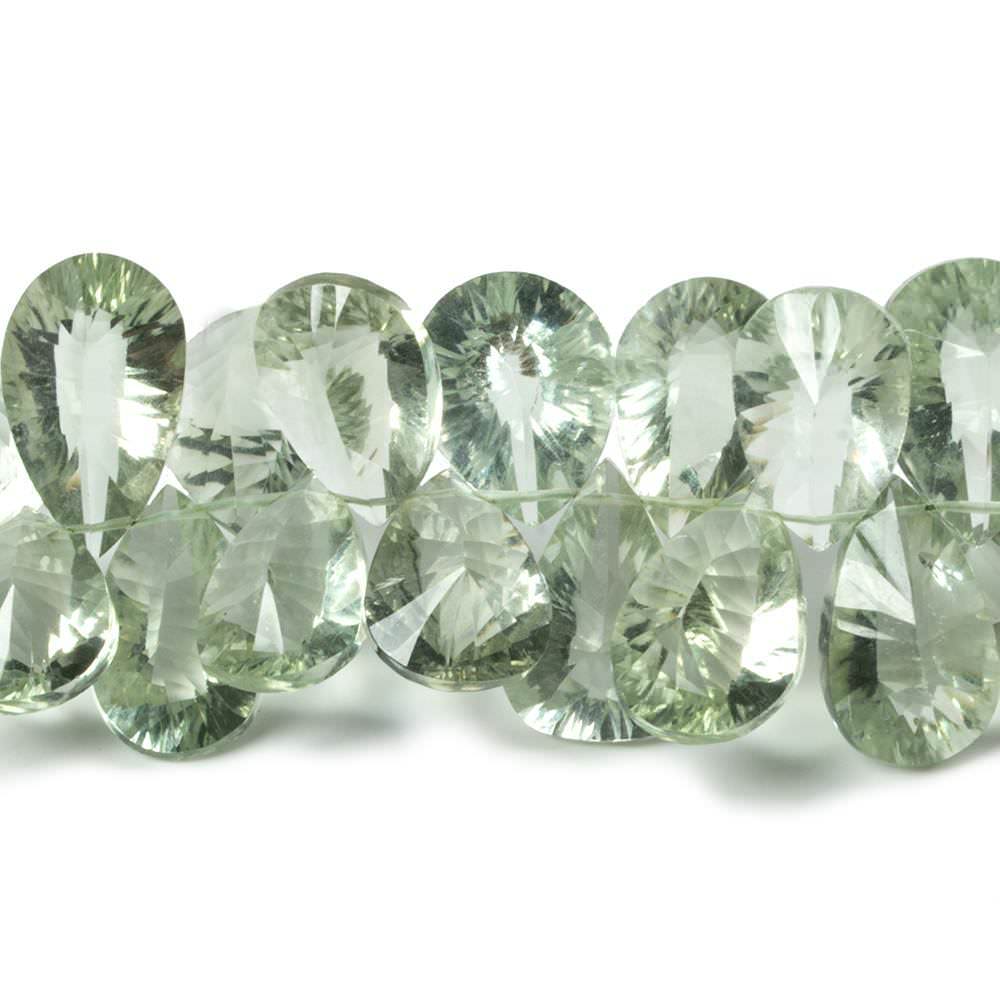 14x10x9mm-18x11x9mm Prasiolite Beads Pear Briolette with Pavilion Facets 45 pieces - Beadsofcambay.com