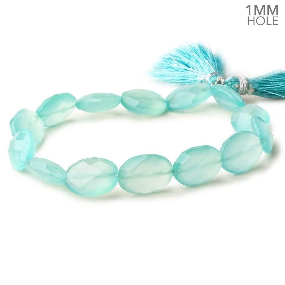 14x11-15x11mm Seafoam Blue Chalcedony straight drilled faceted ovals 8 inch 13 large hole beads - Beadsofcambay.com