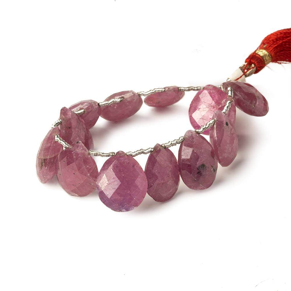 14x11-16x11mm Ruby Faceted Pear Beads 6.5 inch 13 pieces - Beadsofcambay.com