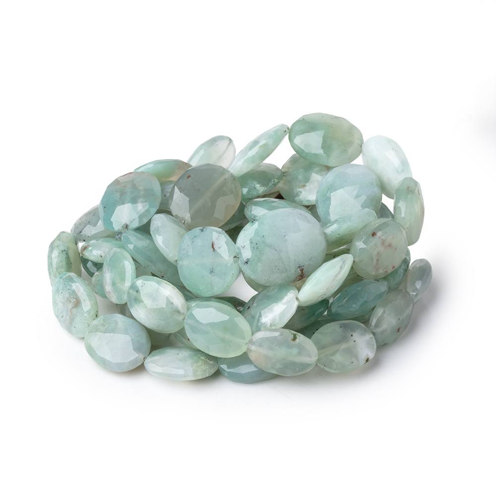 14x11-18x15mm Aqua Green Chalcedony Faceted Ovals 18 inch 31 Beads - Beadsofcambay.com