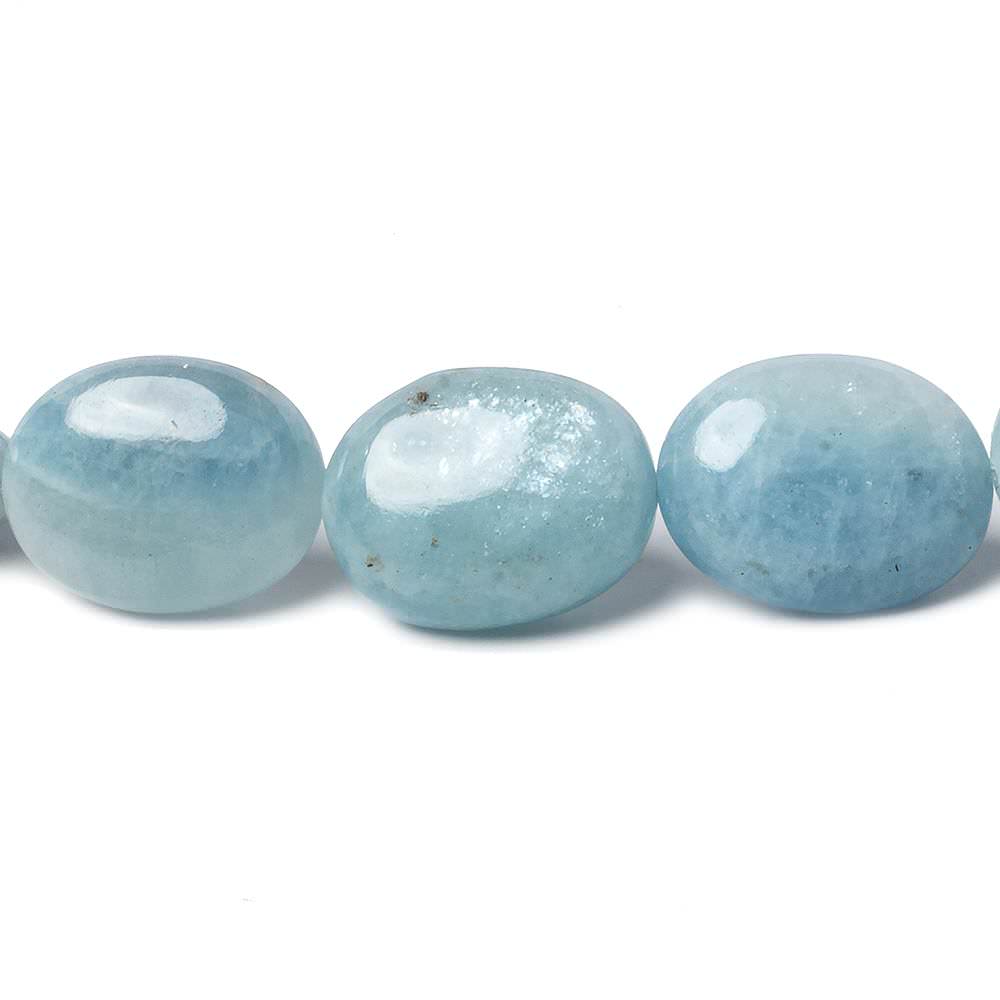 14x11-19x15mm Milky Aquamarine Plain Oval Beads 16 inch 26 pieces - Beadsofcambay.com