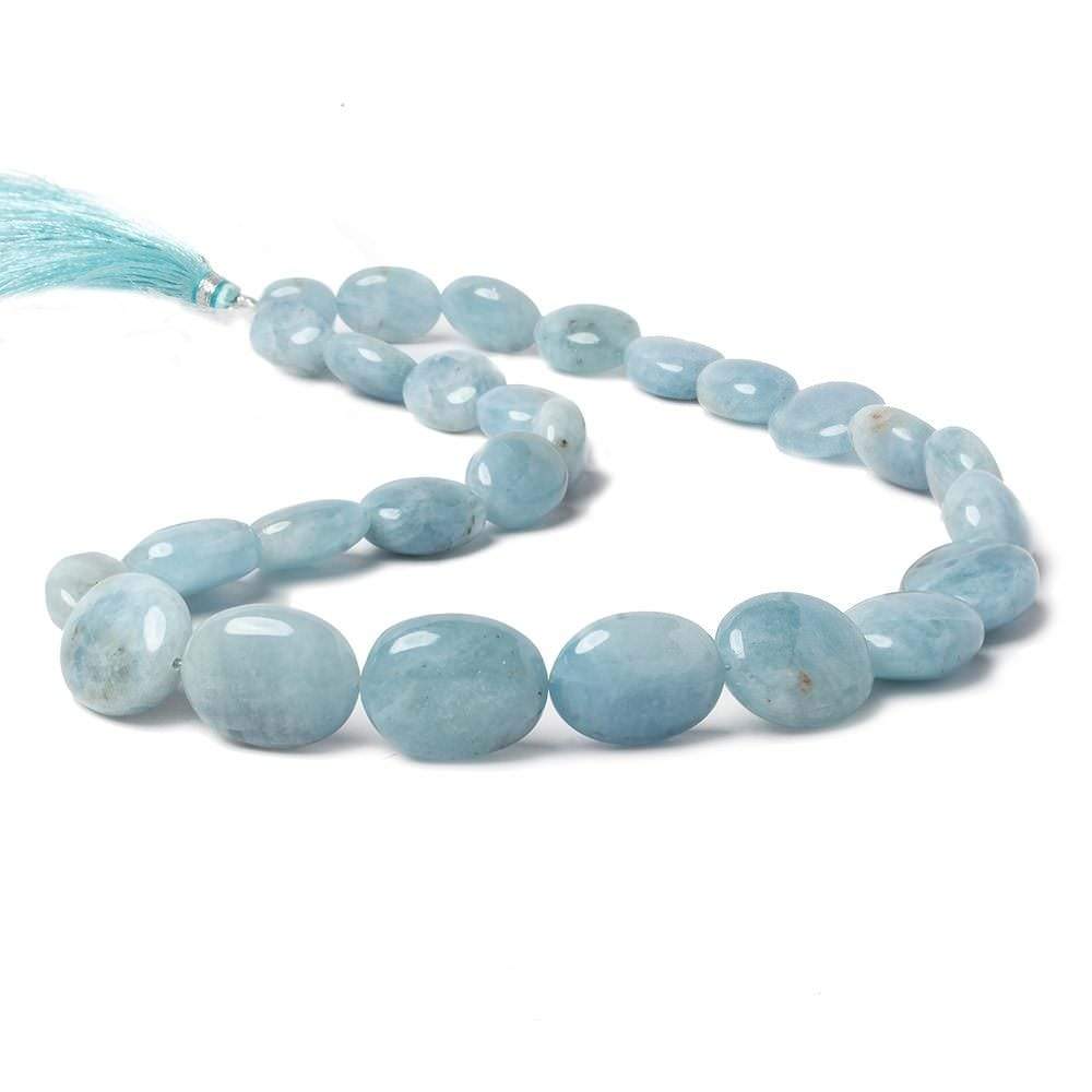 14x11-19x15mm Milky Aquamarine Plain Oval Beads 16 inch 26 pieces - Beadsofcambay.com