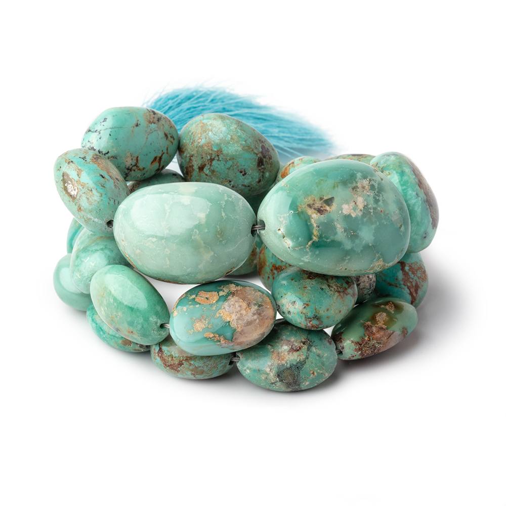 14x12-27x19mm Persian Turquoise Plain Nuggets 18 inch 25 beads - Beadsofcambay.com
