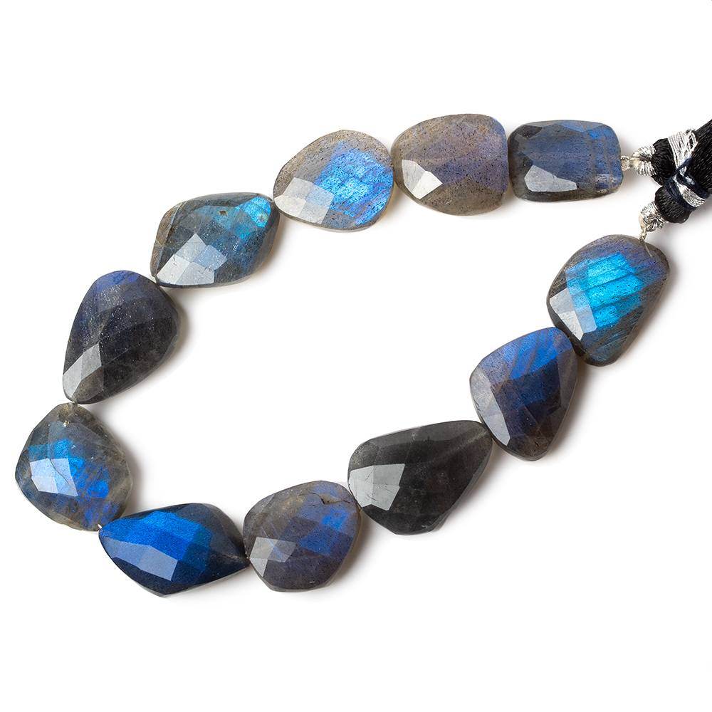 14x13-20x13mm Black Labradorite straight drill faceted nuggets 8 inch 8 beads - Beadsofcambay.com
