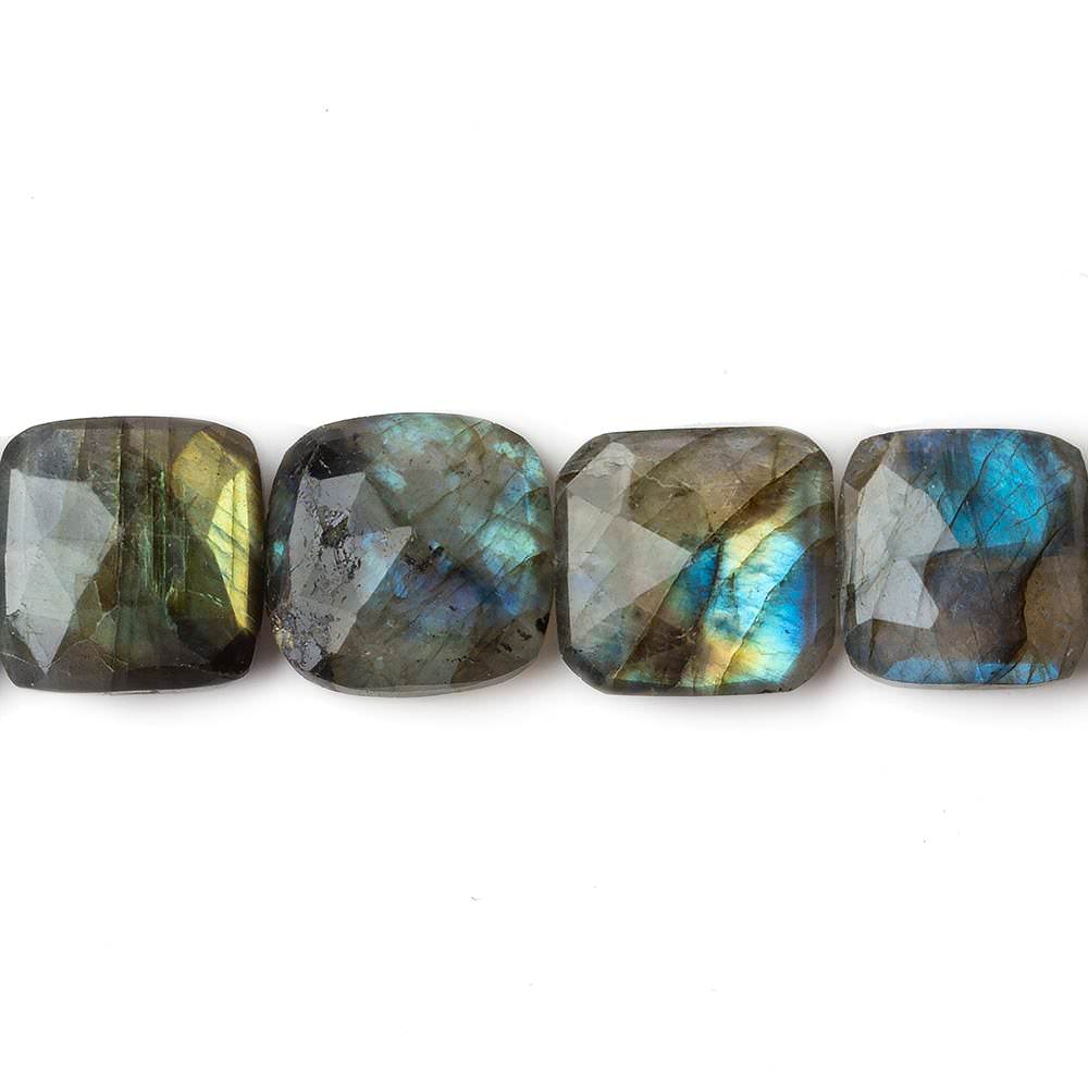 14x14-15x15mm Labradorite faceted square cushion beads 8 inch 14 pieces - Beadsofcambay.com