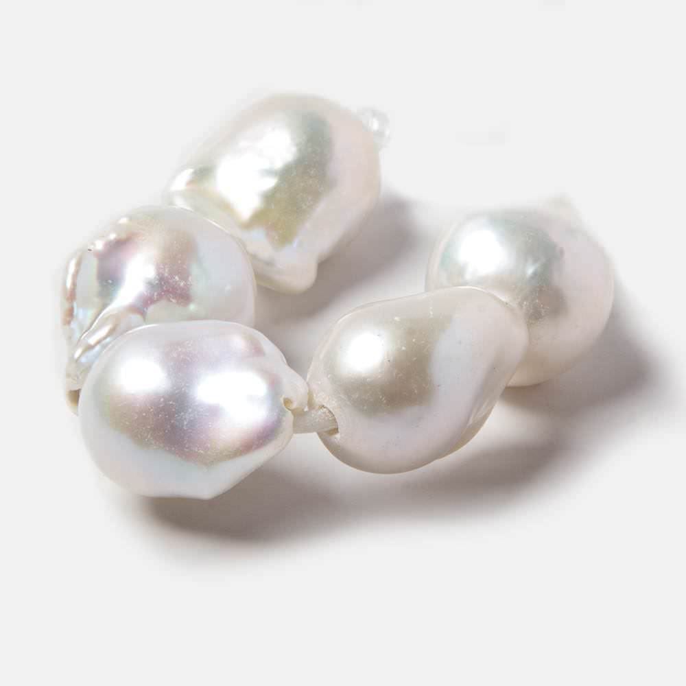 14x19-15x20mm Off White Ultra Baroque 2.5mm Hole Freshwater Pearls 5 pcs - Beadsofcambay.com