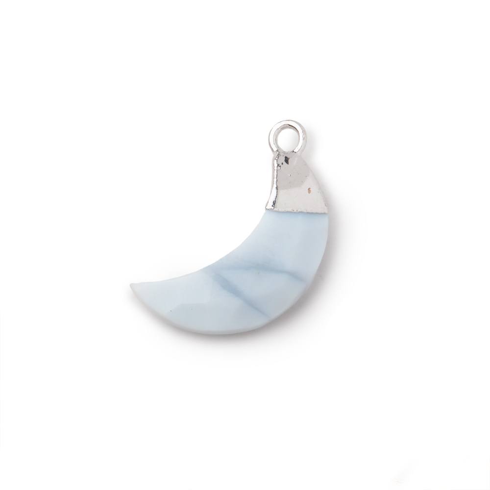 14x4mm Silver Leafed Owyhee Opal Faceted Crescent Moon Focal Pendant 1 piece - Beadsofcambay.com