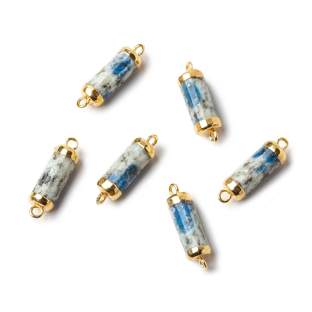 14x5mm Gold leafed K2 Azurite Granite "K2 Jasper" Barrel Tube Connector 1 piece - Beadsofcambay.com