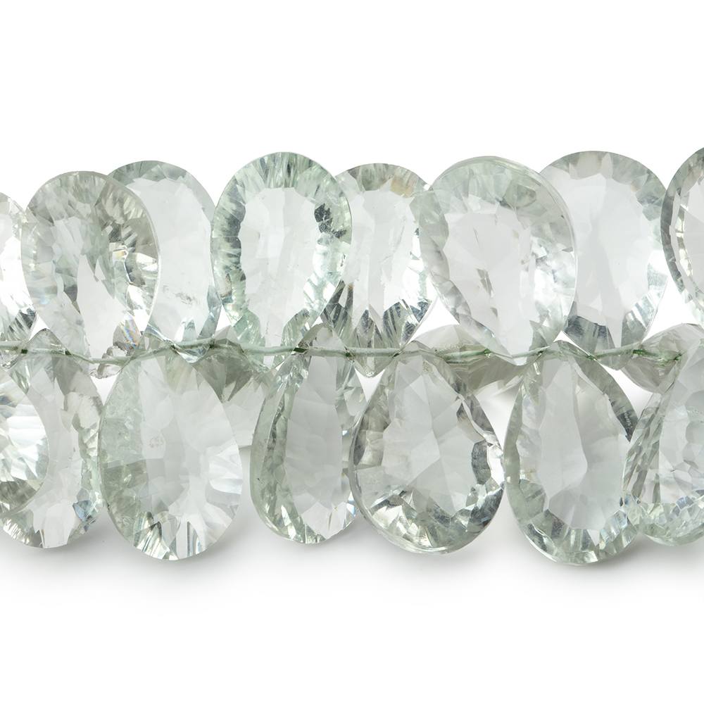 14x9-16x11mm Prasiolite Concave Faceted Pear Beads 7.5 inch 51 pieces AAA - Beadsofcambay.com