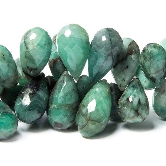 14x9-20x9mm Brazilian Emerald faceted tear drop Beads 7.5 inch 56 pieces - Beadsofcambay.com
