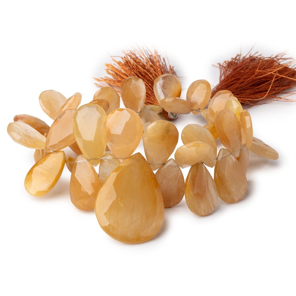 14x9-33x24mm Butterscotch Rutilated Quartz Faceted Pears 8 inch 43 Beads - Beadsofcambay.com