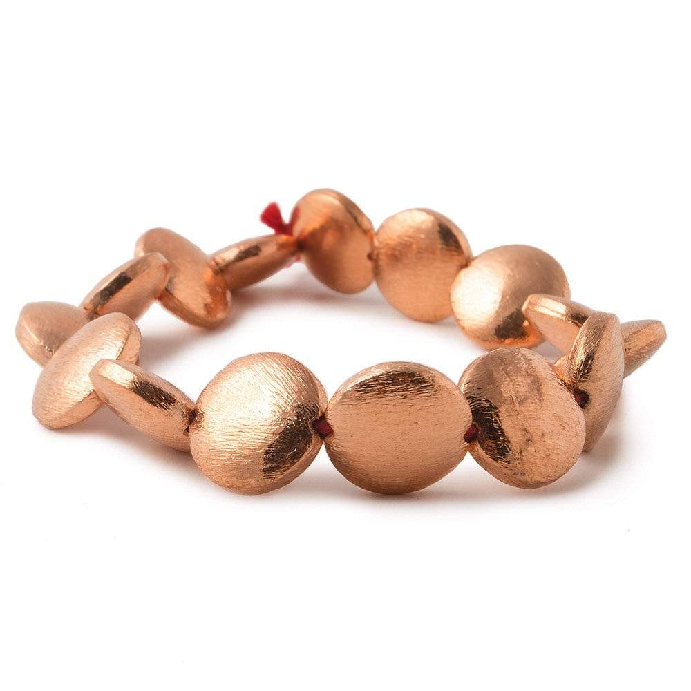 14xmm Brushed Copper Bead coin 8 inch 14 pcs - Beadsofcambay.com