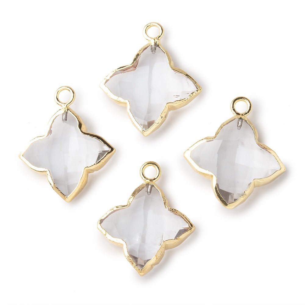 15-16mm Gold Leafed Crystal Quartz 4 Pointed Star Focal Pendant 1 piece - Beadsofcambay.com