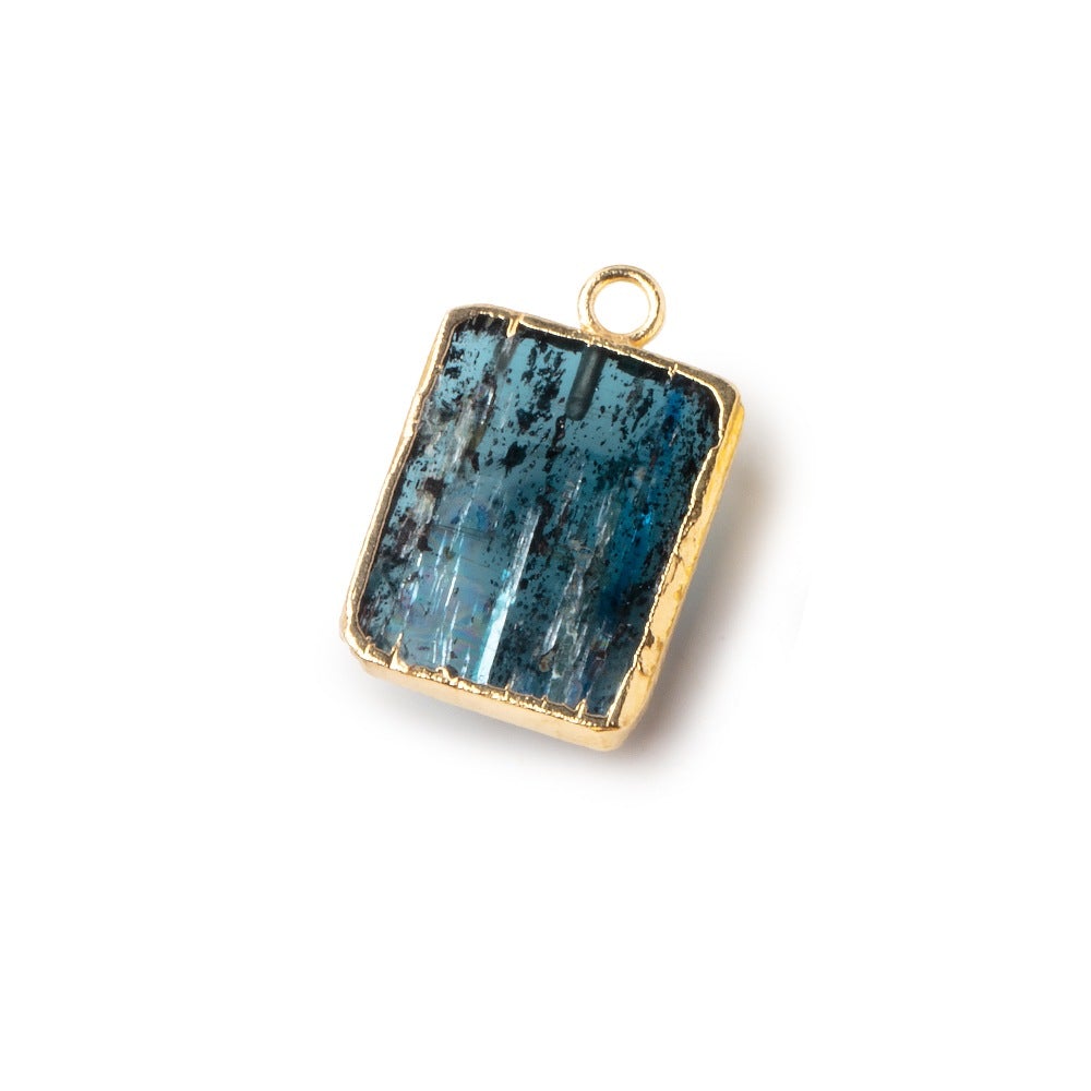 15-16mm Gold Leafed Kyanite Rectangular Slice Focal Bead 1 piece - Beadsofcambay.com