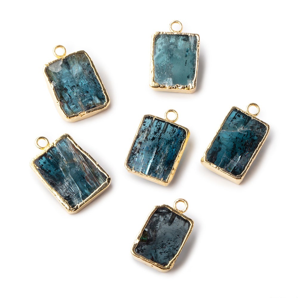 15-16mm Gold Leafed Kyanite Rectangular Slice Focal Bead 1 piece - Beadsofcambay.com