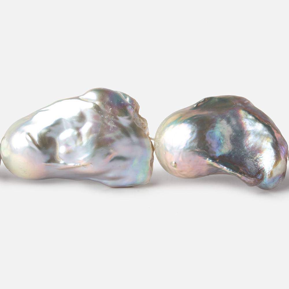 15-16mm Silver Ultra Baroque Freshwater Pearls 16 inch 13 pcs .8mm drill hole AAA - Beadsofcambay.com