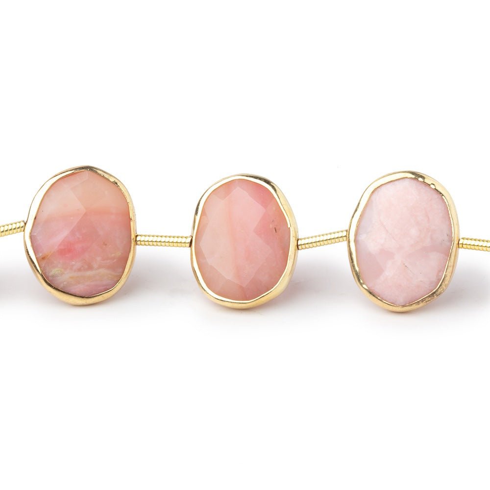 15-16mm Vermeil Bezel Pink Peruvian Opal Faceted Nuggets 7.5 inch 11 Beads - Beadsofcambay.com