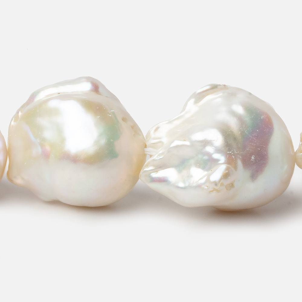 15-17mm Off White Ultra Baroque Freshwater Pearls 16.5 inch 17 pieces AAA 0.8mm drill hole - Beadsofcambay.com