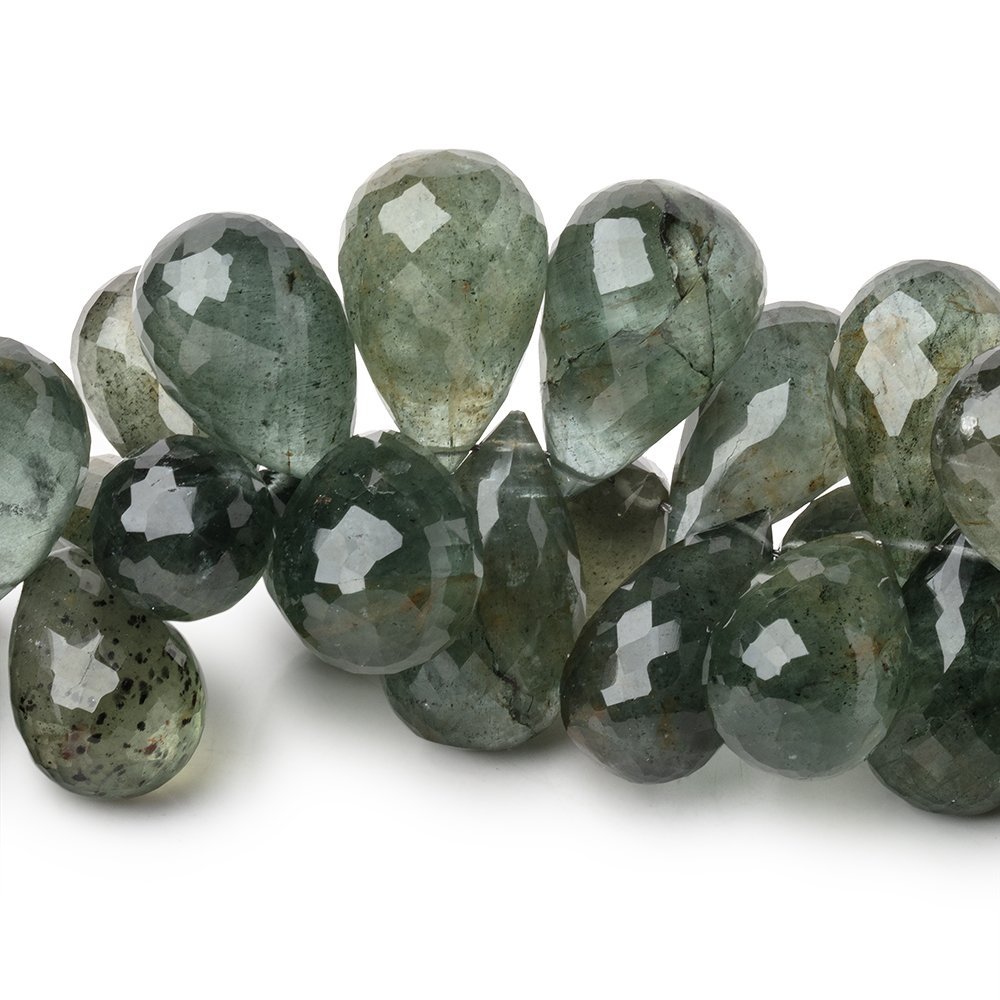 15-21mm Moss Aquamarine Faceted Tear Drop Beads 7 inch 48 pieces AA - Beadsofcambay.com