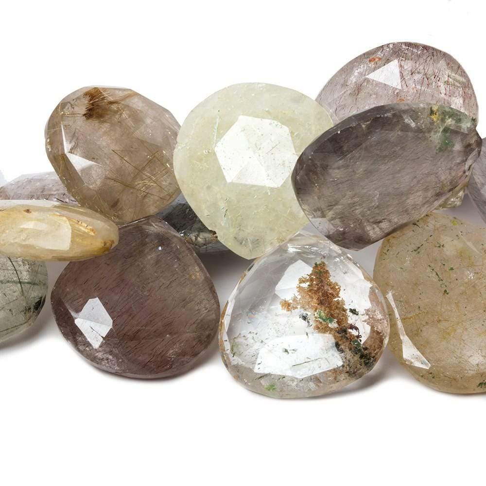 15-25mm Sagenetic Quartz Beads Heart Briolette 9 inch 38 pieces - Beadsofcambay.com